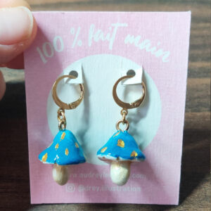 Boucles d'Oreilles - Champignon Turquoise