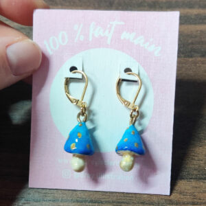 Boucles d'Oreilles - Champignon Bleu