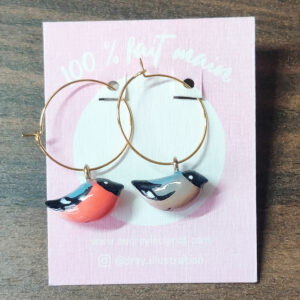 Boucles d'Oreilles - Bouvreuil Pivoine